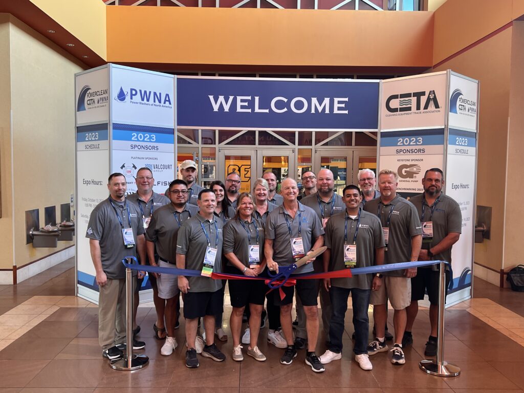 PWNA Board Members cutting ribbon to start 2023 PowerClean convention in Glendale, AZ