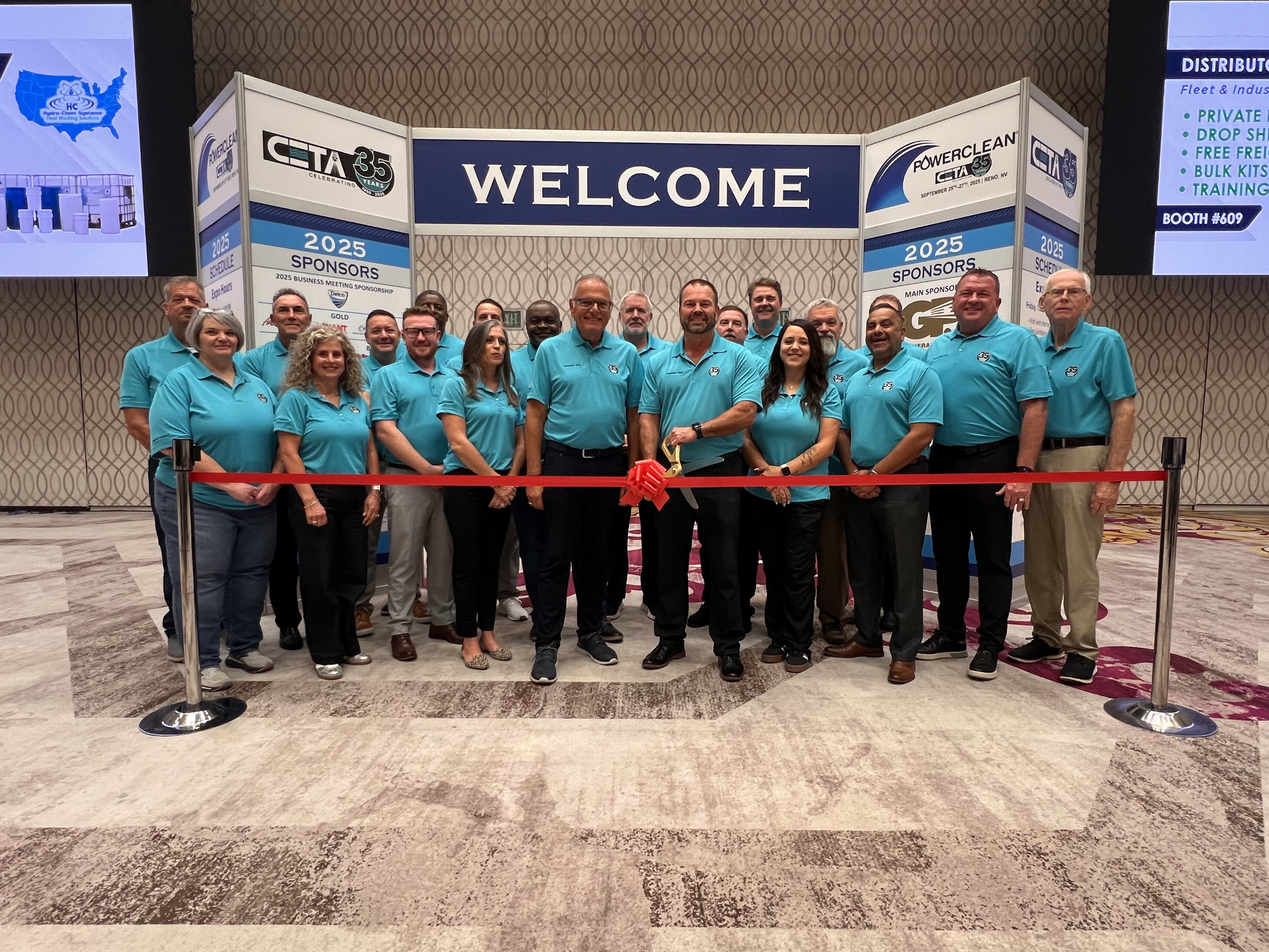 CETA Board Members cut the ribbon, opening up the Show floor for PowerClean 2025