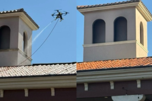 Cleaning Three-Story Residential Tile Roofs